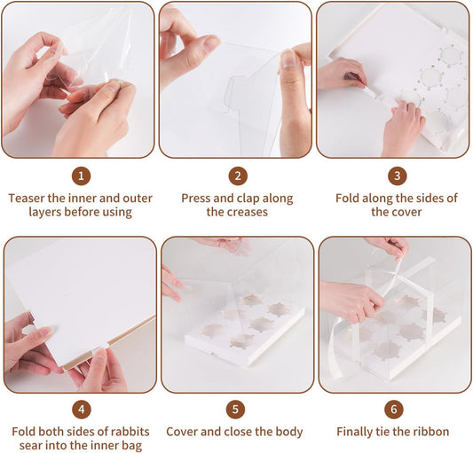 6 cavity Clear Cupcake Box