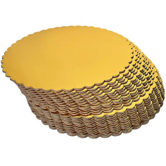 8 inch Gold Scalloped Cake Board