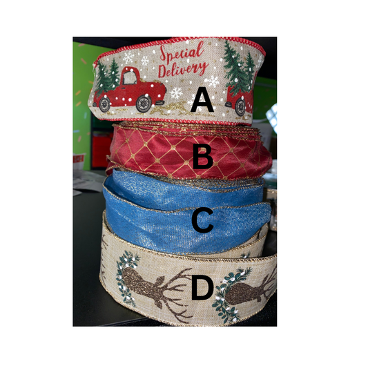 Holiday Special Delivery Wide Wired Christmas Ribbon