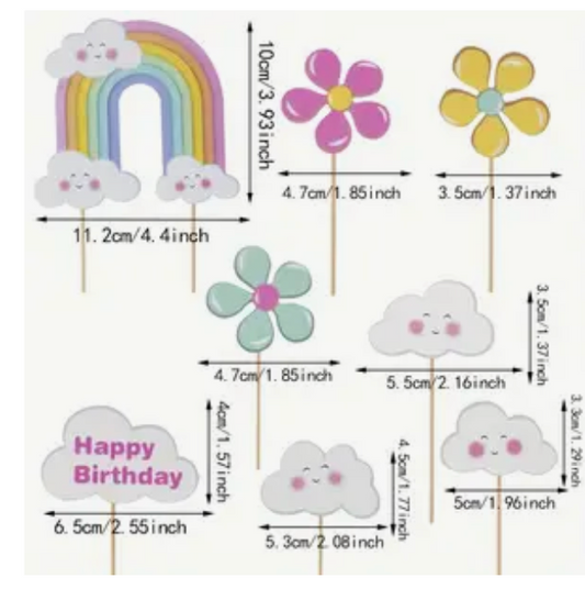 Rainbow Cake Topper Set