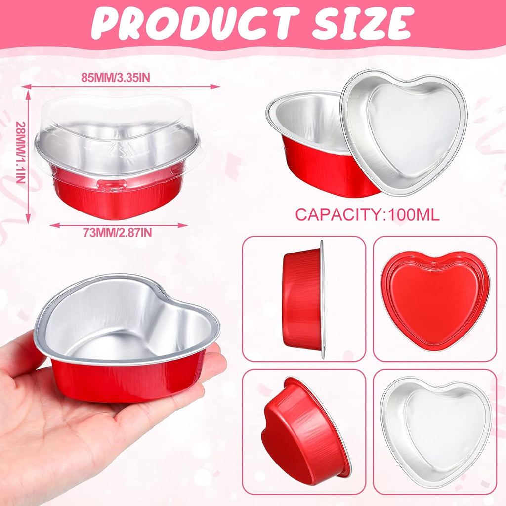 Red Heart-Shaped Cake Pans with Lids