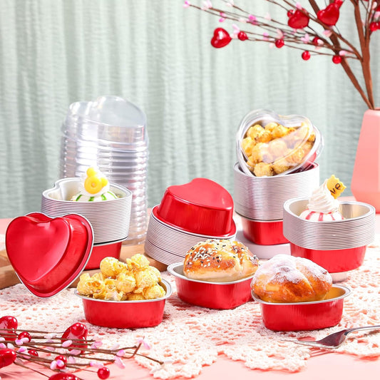 Red Heart-Shaped Cake Pans with Lids