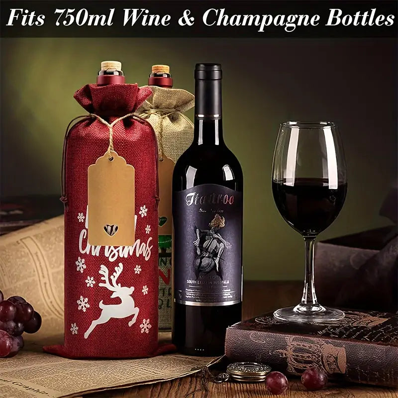 Wine Bag with Clear Window - Burlap