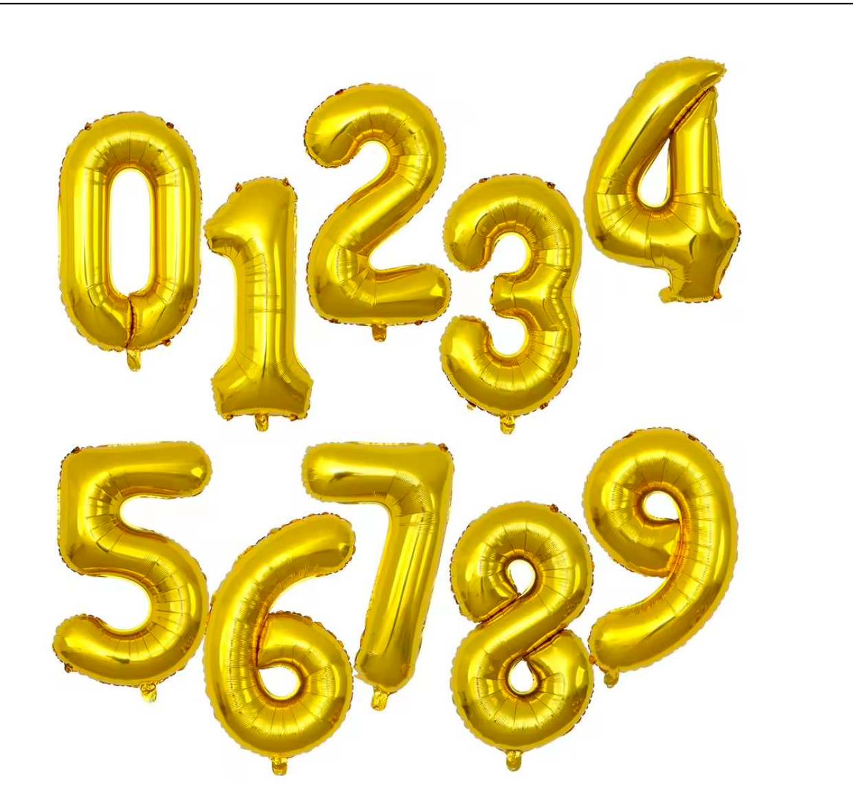 Gold Helium Number Ballon
