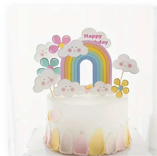 Rainbow Cake Topper Set