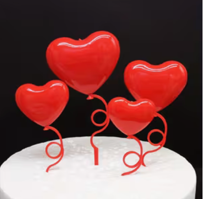 Free-fold Heart Shaped Cake Toppers