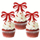 Red Glitter Christmas Bowknot Cupcake Toppers