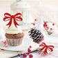 Red Glitter Christmas Bowknot Cupcake Toppers